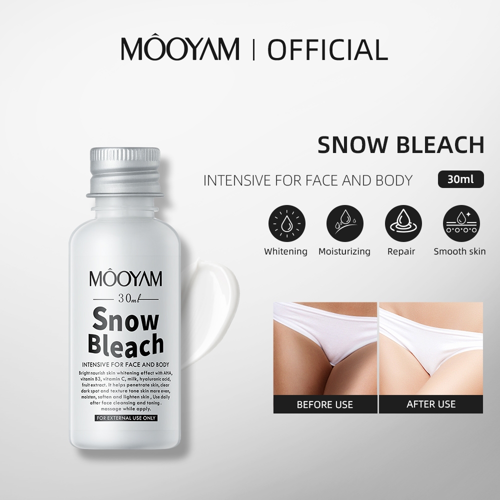 MOOYAMครีมทาผิวขาว 30g Snow Bleach ครีมบํารุงผิวกาย ขาหนีบดำ ครีมรักแร้ขาว ครีมทารักแร้ ลดจุดด่างดํา