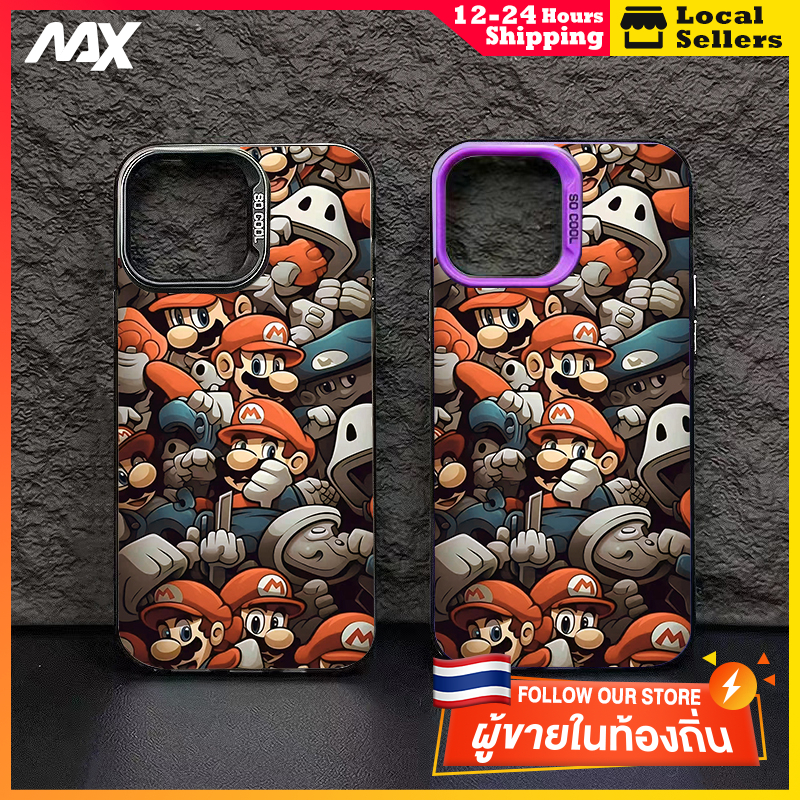 กรณีโทรศัพท์มือถือซิลิโคนแข็งหรูหรา ซูเปอร์แมรี่ for IPhone 13 12 7Plus 14 15 11 Pro MAX 8 6 7 6S Plus X XR XS