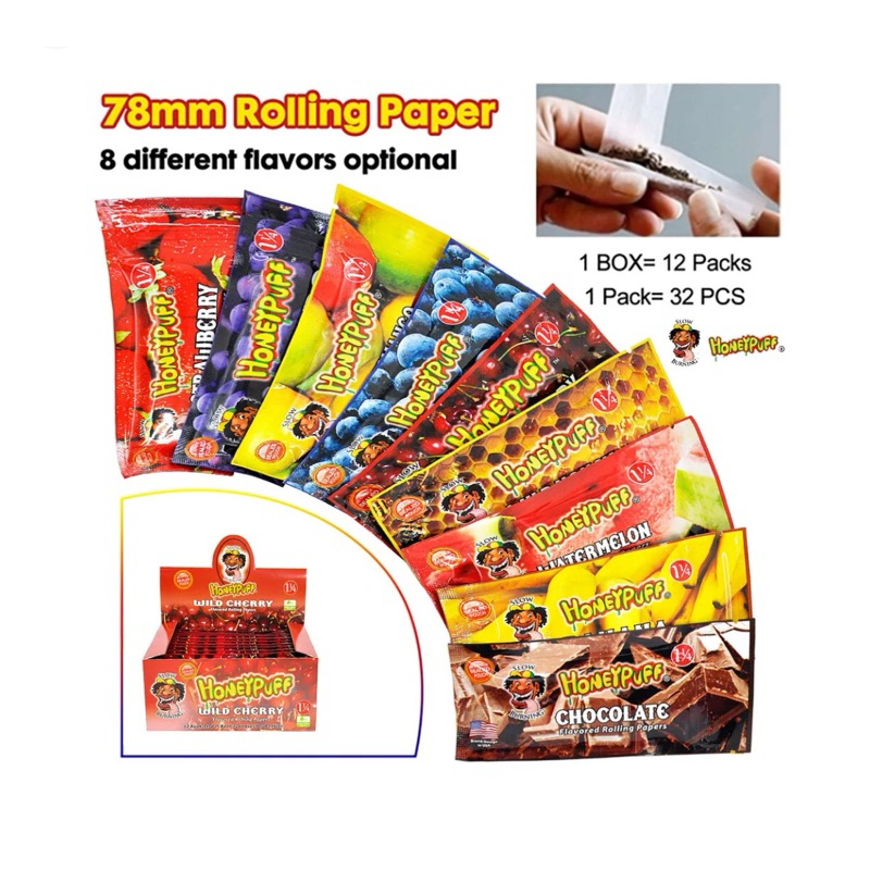 Honeypuff Flavored Rolling Papers 78mm กระดาษโรลมีกลิ่นหอม(1ซอง มี32แผ่น)