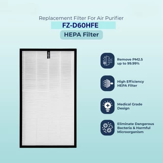 แผ่นกรองอากาศ Sharp KC-D60TA-W, KC-G60TA-W, KI-L60TA-W แผ่นกรองฝุ่น HEPA FZ-D60HFE กรองกลิ่น Carbon FZ-D60DFE