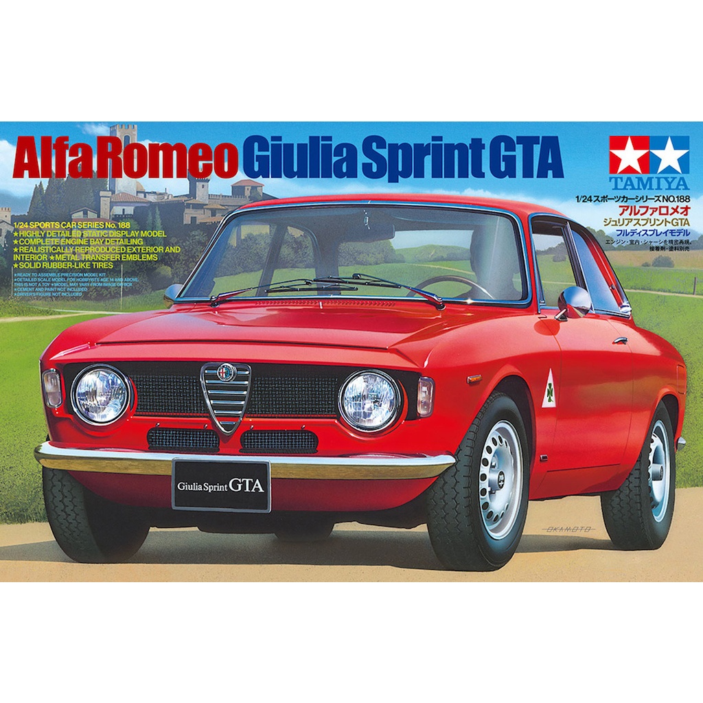 🏆 TAMIYA 24188 ชุดประกอบจำลองมาตราส่วน 1:24 ALFA ROMEO GIULIA SPRINT GTA ต้องไปสร้างและทำสีเอง