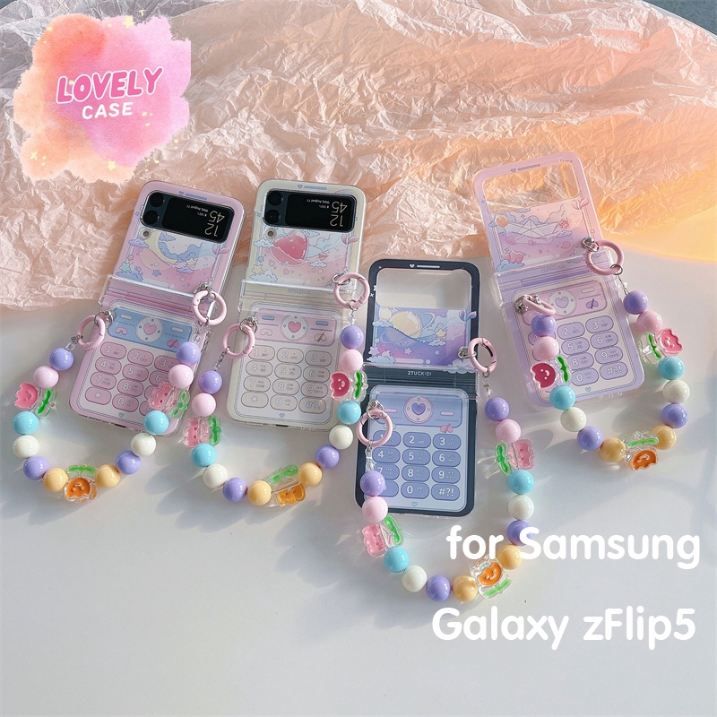 พร้อมส่งจากไทย ! เคสฟลิปลายการ์ตูนมือถือสุดคิ้วท มาพร้อมสายคล้องมือ for Samsung Galaxy Z Flip 6 Z Flip5 Z Flip4 Z Flip3