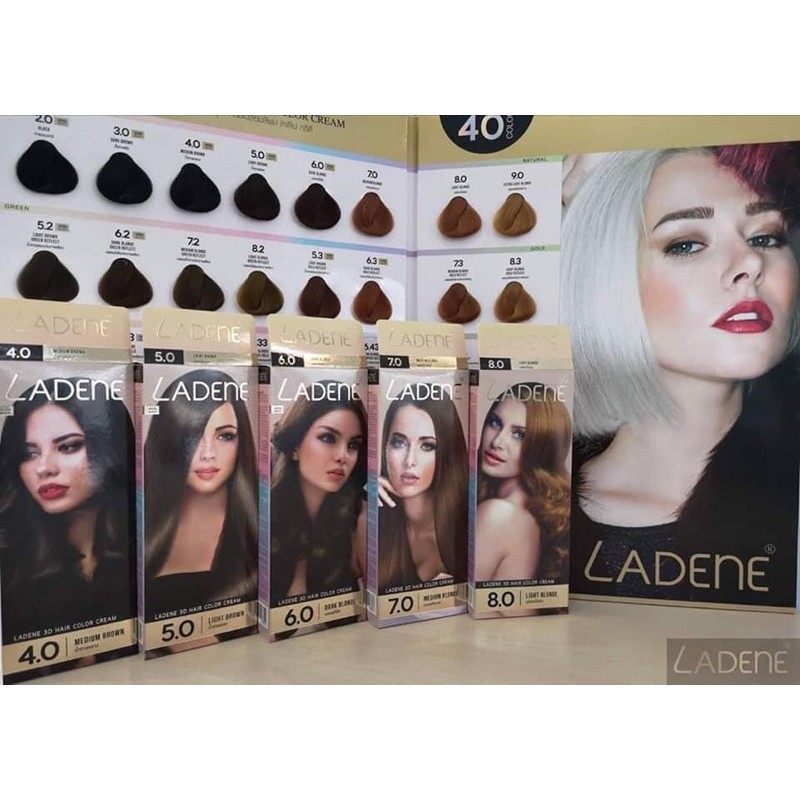สีย้อมผม ครีมเปลี่ยนสีผม #ลาดีเน่ #LADENE รุ่น 3D 100มล.+ไฮ100มล.