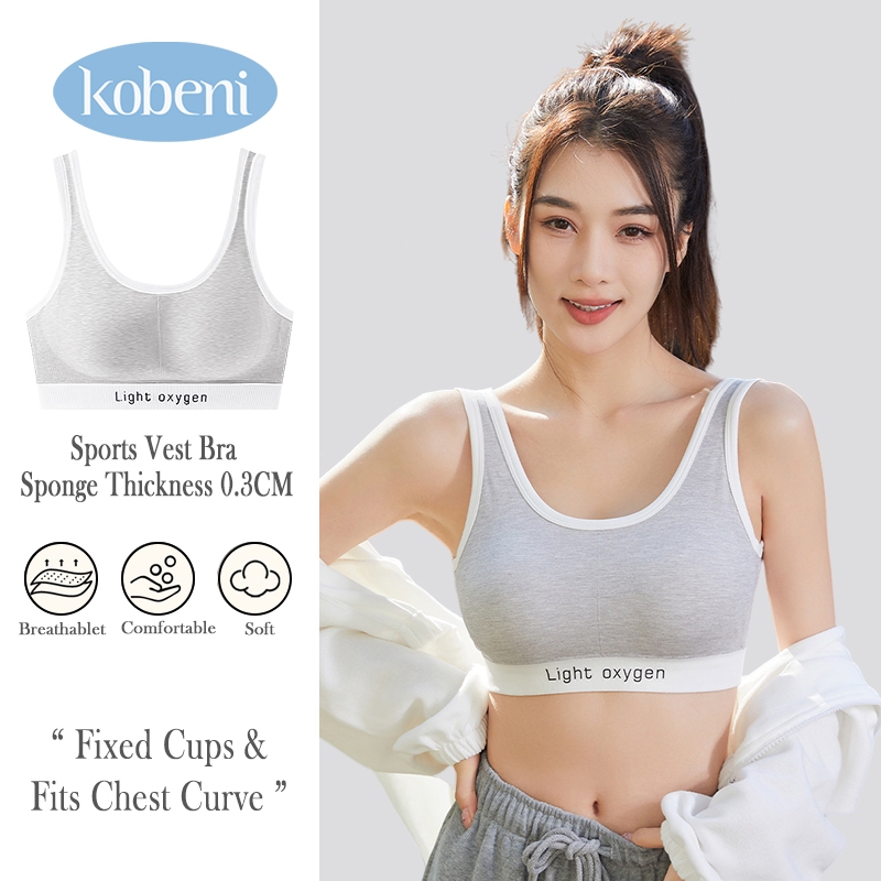 KOBENI เสื้อกล้ามแฟชั่น สปอร์ตบรา เสื้อชั้นใน เสริมฟองน้ำในตัว ฟองน้ำบาง เนื้อผ้านิ่ม ลดการกดทับ เก็บกระชับหน้าอก