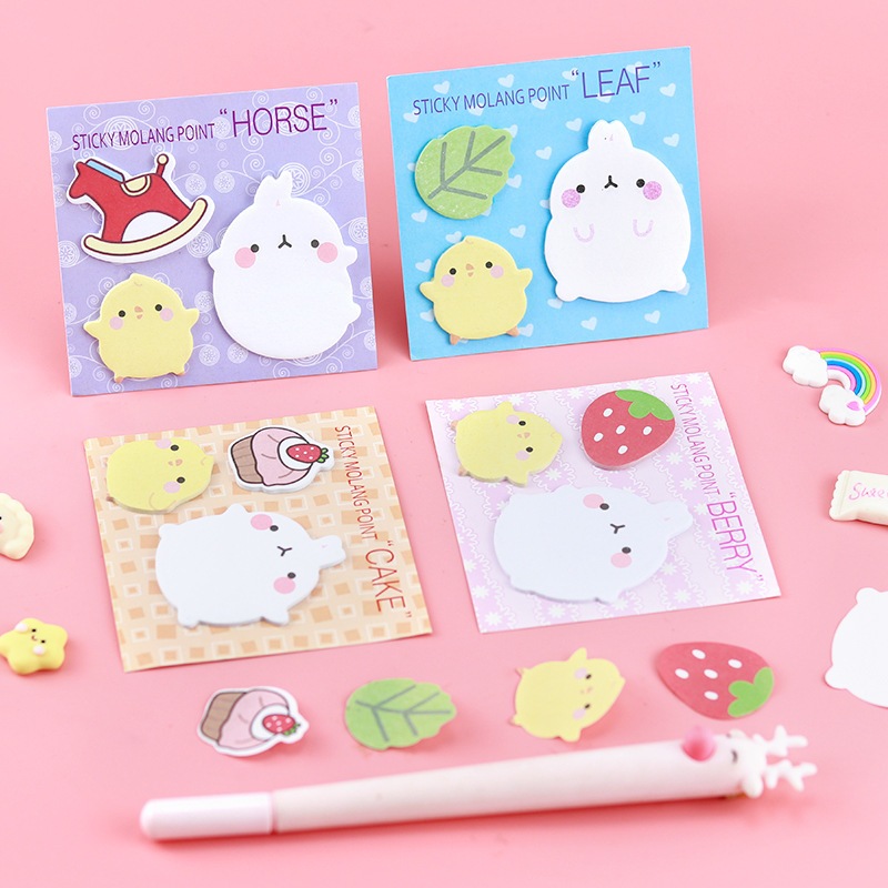 โพสอิท โพสอิทโมลาง กระดาษโน๊ต PostIt Molang 3 ตัว กระดาษจดพกพา