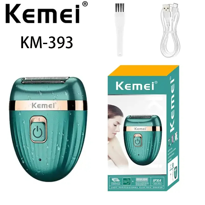 Kemei km-393เครื่องโกนขน เครืองตัดขน2in1ไฟฟ้า ไร้สาย ชาร์จไฟ USB เครื่องกำจัดขน ไม่เจ็บ