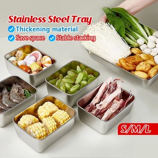 กล่องเก็บอาหาร สเตนเลส ทรงสี่เหลี่ยม พร้อมฝาปิด 1 ชิ้น ถาดหลุมสแตนเลส ใส่อาหาร สําหรับไมโครเวฟ ปิกนิก เบนโตะ