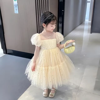 PRINCESS KESLI ฤดูร้อน ชุดเดรสเจ้าหญิง แขนพัฟ สวมใส่สบาย สไตล์ตะวันตก สําหรับเด็กผู้หญิง ชุดเดรสวันเกิดเด็กหญิง 2-9 ปี