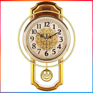 อัพเกรดใหม่นาฬิกาแขวนผนังยุโรปเงียบนาฬิกาแกว่งห้องนั่งเล่นชุ…