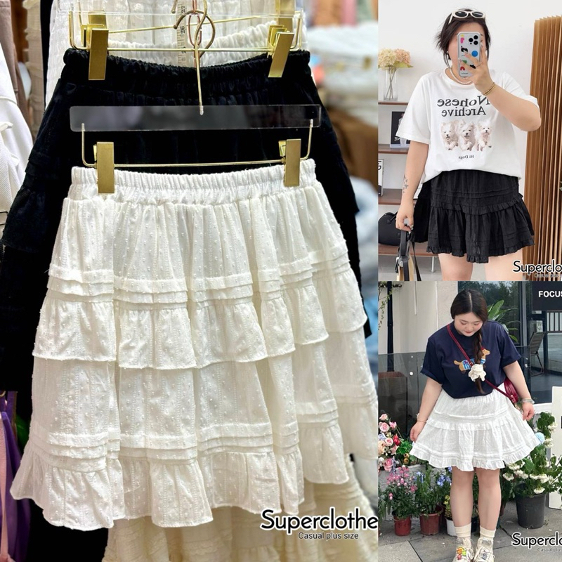 ✅เข้าเพิ่ม พร้อมส่งค่า/SC/ กระโปรงสาวอวบ ผ้าลูกไม้ฉลุ ทอปักแน่นเต็มผืน ลายสวยหวาน #เสื้อผ้าไซส์ใหญ่ สาว อ้วน พลัสไซส์