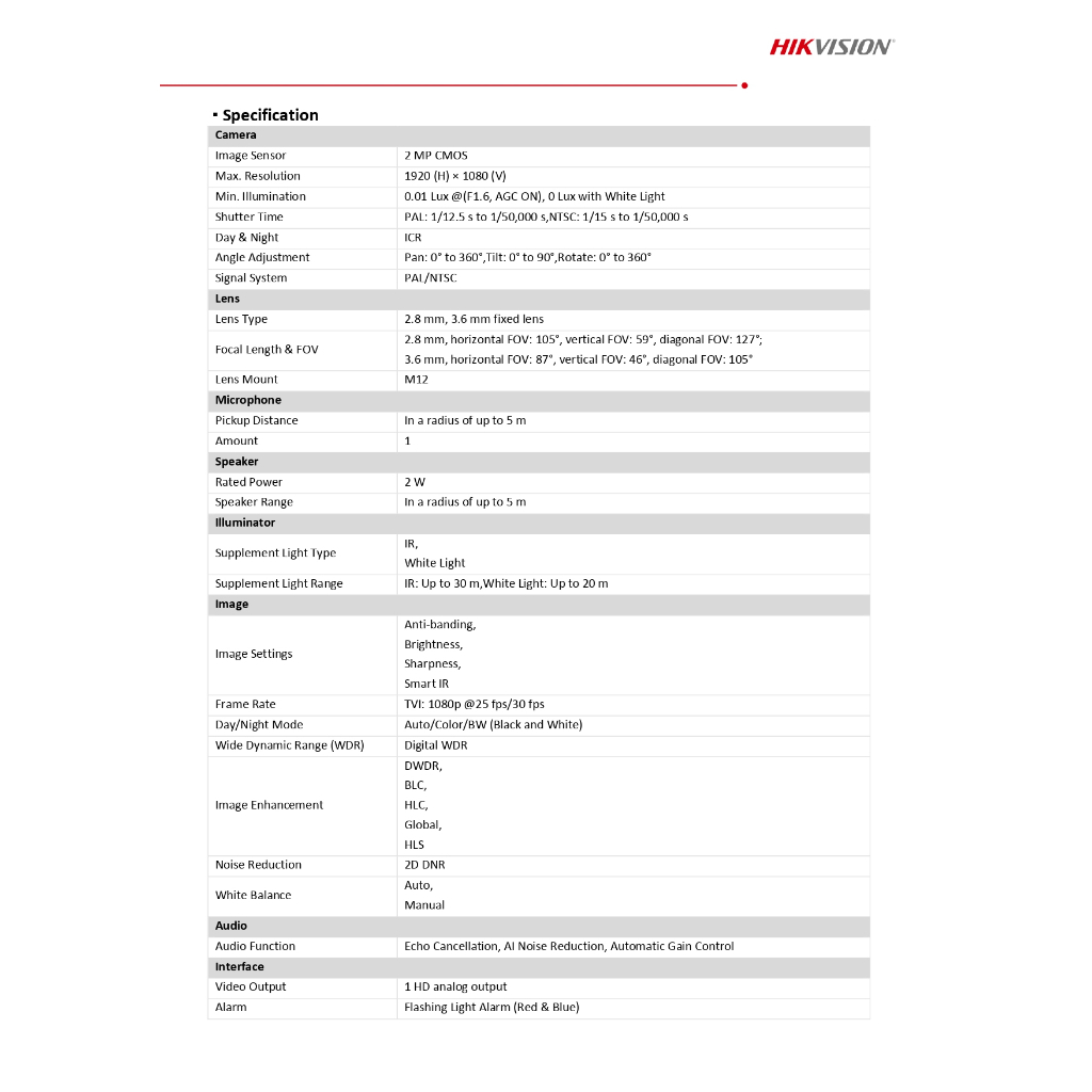 HIKVISION กล้องวงจรปิด 2MP Smart Hybrid Light พูดคุยโต้ตอบได้ Siren รุ่น DS-2CE16D0T-LXTS - แบบเลือกซื้อ BY N.T Computer
