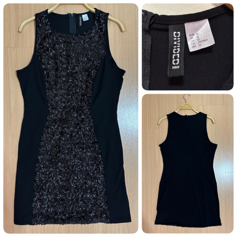 ส่งต่อ เดรสปักเลื่อม H&M size us12 อก 36-38“