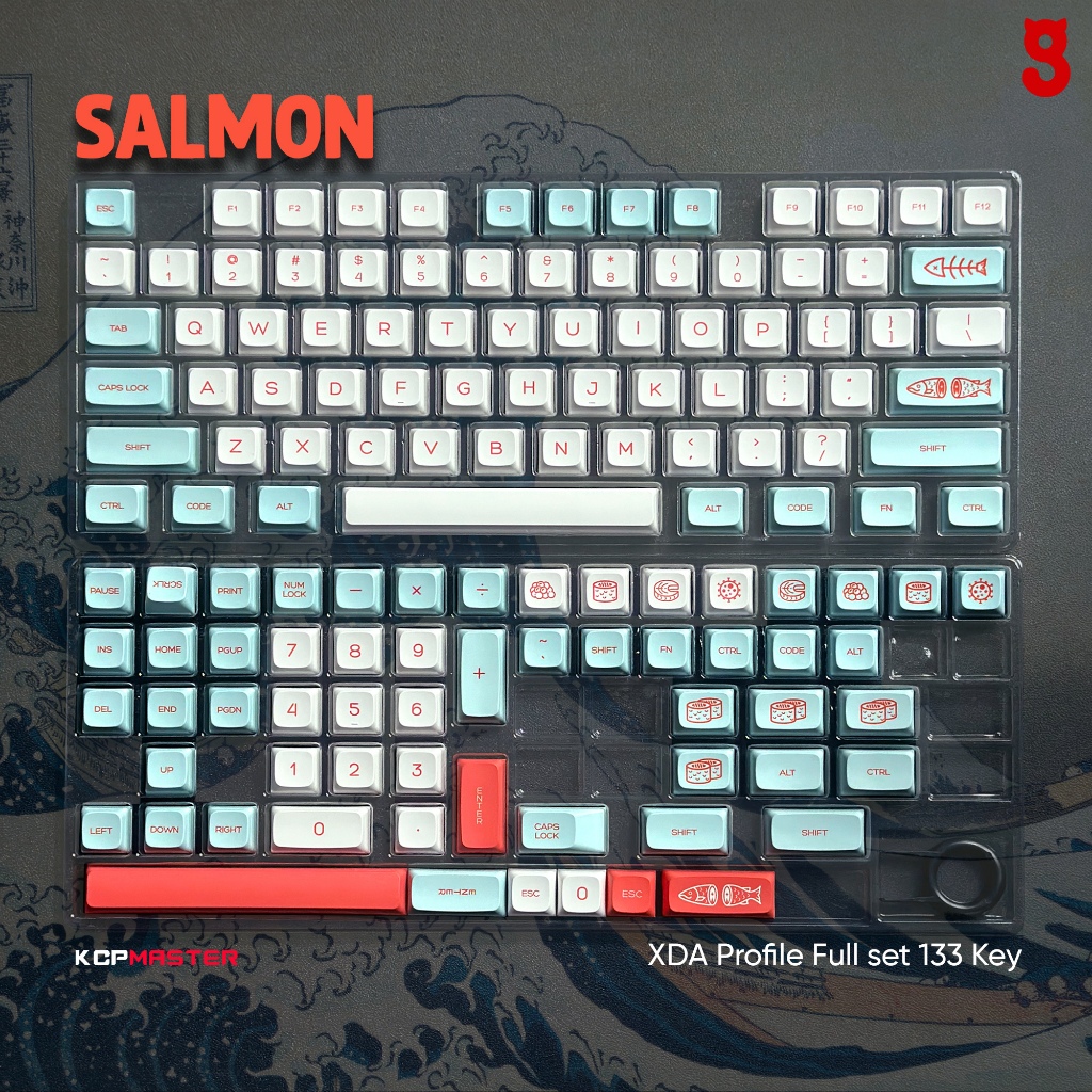 (พร้อมส่งจากไทย) คีย์แคปแซลมอน keycap Salmon Eng  PBT XDA 133 คีย์