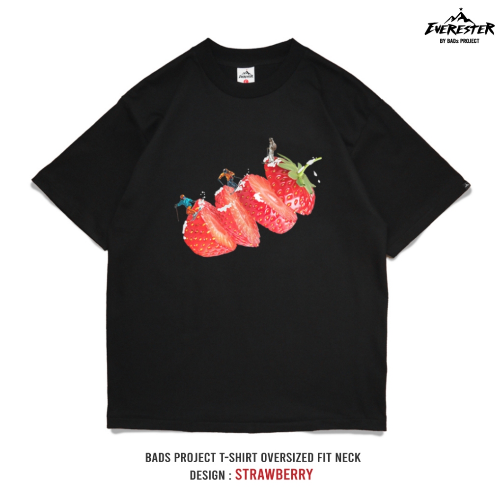 EVERESTER เสื้อคอฟิต อก 44"- 52" Heavy Cotton 100 % / เสื้อยืด Oversized รุ่น Strawberry / ชาย EXP