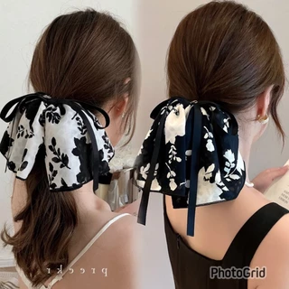 Printed bow โดนัทโบว์ลายพิมพ์ ขนาด 20cm. ยางรัดผม โบว์ผูกผม