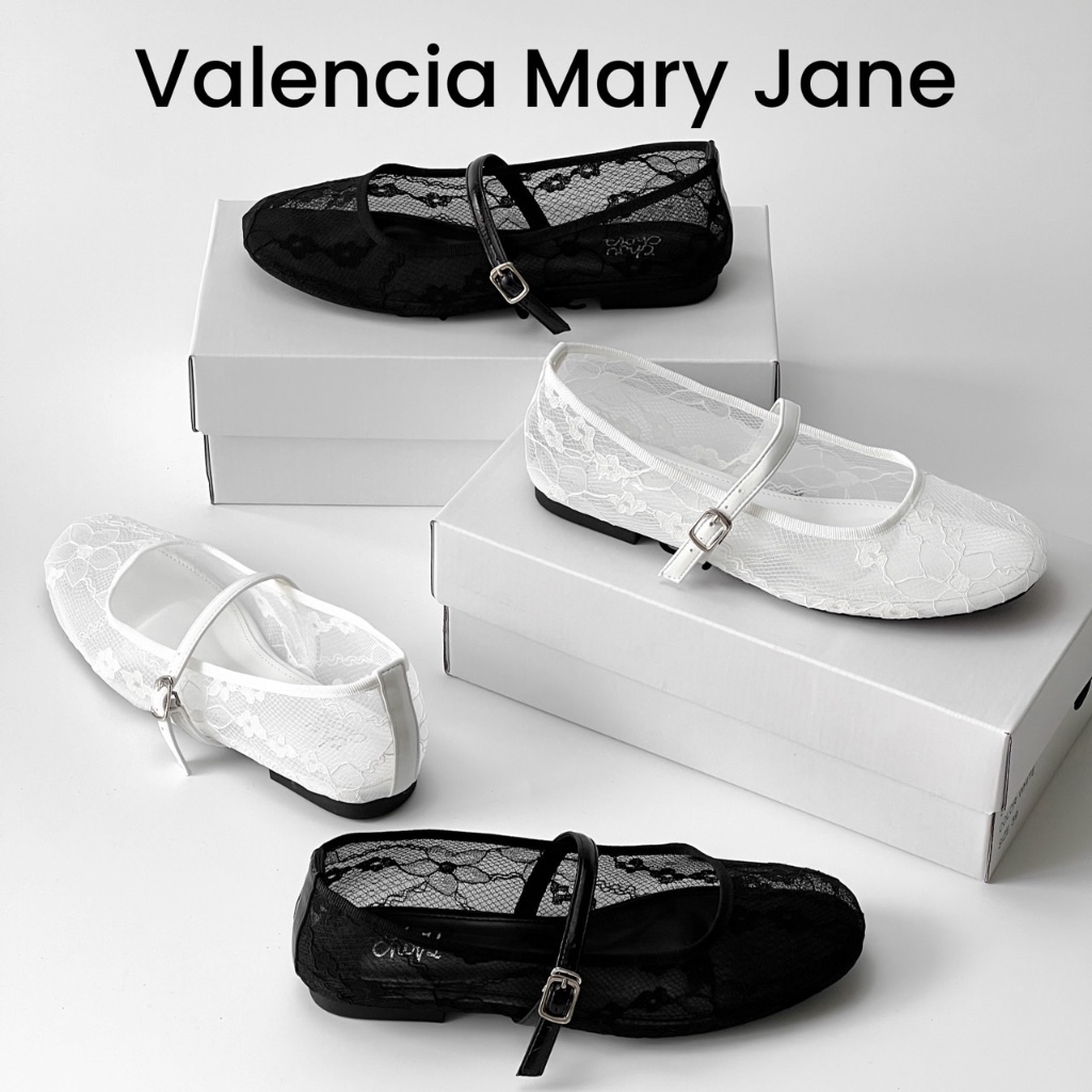 chuuchop(C8337) Valencia Mary jane  รองเท้าแมรี่เจนผ้าลูกไม้