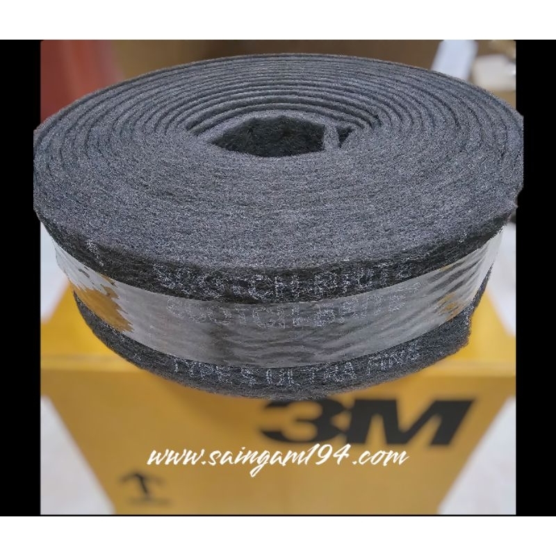 สก็อตไบร์ทสีเทา 3M แบบม้วนหน้า 4" 7448 *ตัดขายเป็นเมตร #600-800