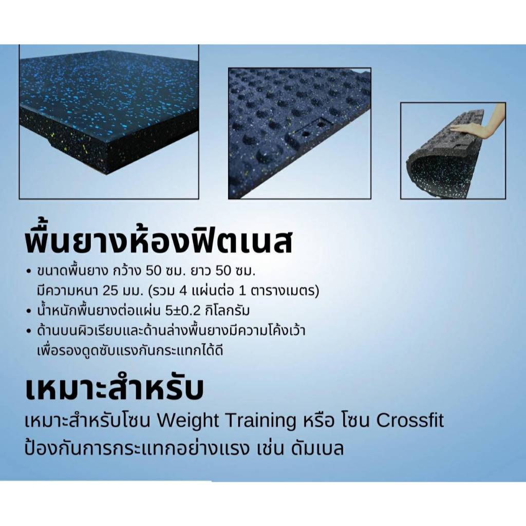 แผ่นยางปูห้องฟิตเนส EPDM หนา 25 มิลลิเมตร เซต จำนวน 25 ตร.ม.