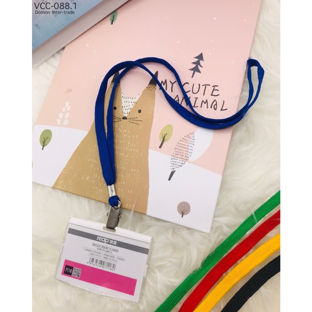 VCC-088.1 💎 สายคล้องบัตร สายคล้องคอ แบบคลิปหนีบเหล็ก ทนทานไม่หักง่าย เลือกสีได้ เชือกหนาทนทาน