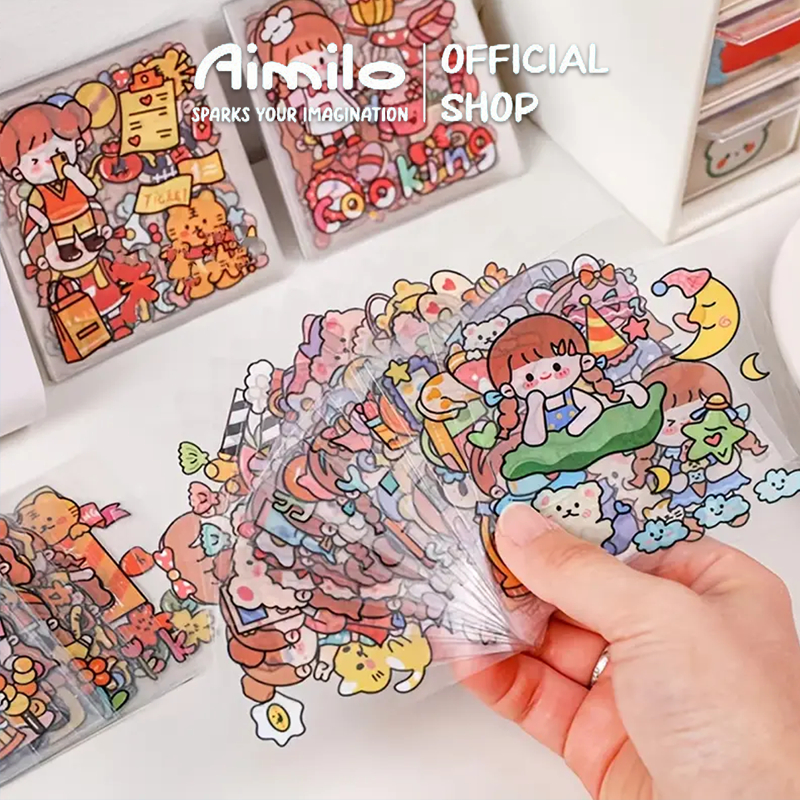 Aimilo shop สติ๊กเกอร์ ลายการ์ตูนสัตว์เลี้ยงน่ารัก สําหรับตกแต่งสมุดภาพ DIY
