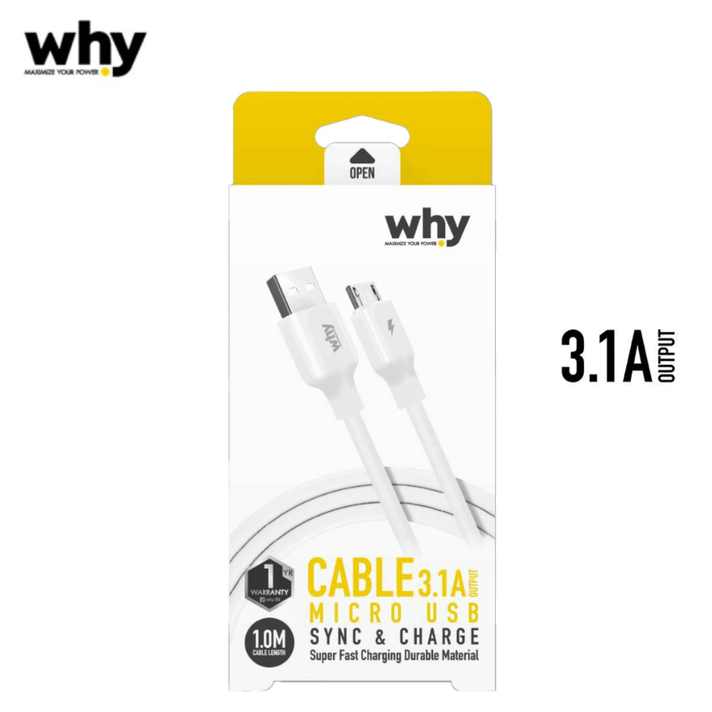 สายชาร์จ 3.1A แอมป์ Charge & Sync Fast charge รองรับมือถือหลายรุ่น ของแท้ ยี่ห้อ Why