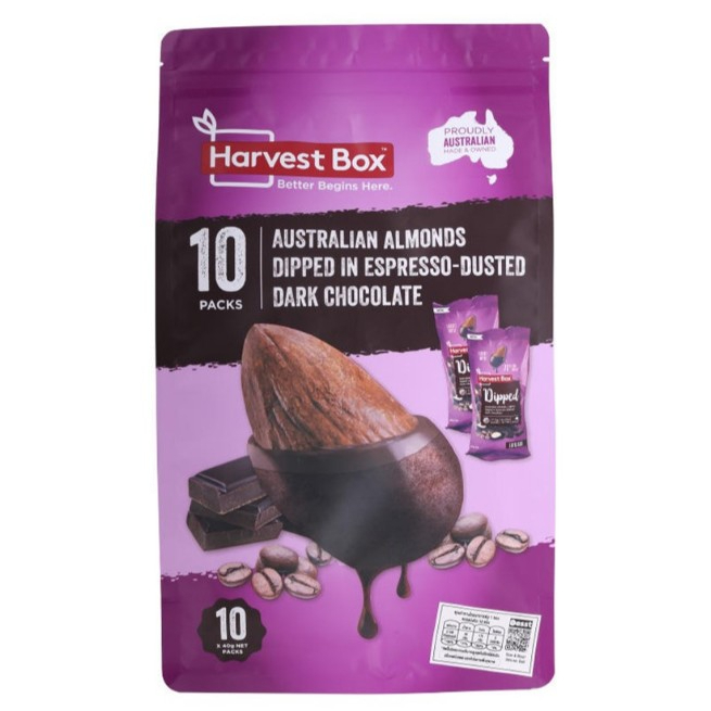 Harvest Box Australian Almonds Dark Chocolate40g.(10 Pack) ฮาร์เวสต์ บ็อกซ์ อัลมอนด์ ดาร์กช็อกโกแลต