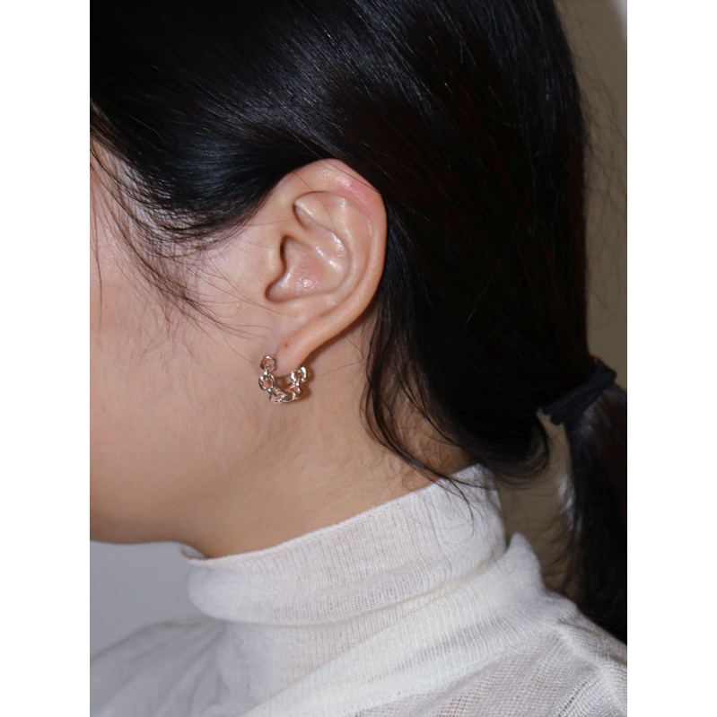 A.piece ต่างหูห่วง [silver 925 post] One-touch 101 collection : Bold chain one-touch