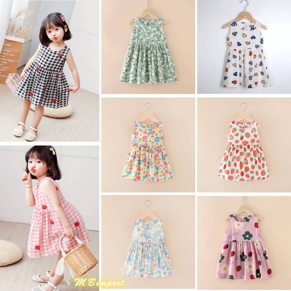 Mini B ชุดเดรสเด็ก เดรสเจ้าหญิง ผ้า Cotton Silk นุ่มลื่นใส่สบาย