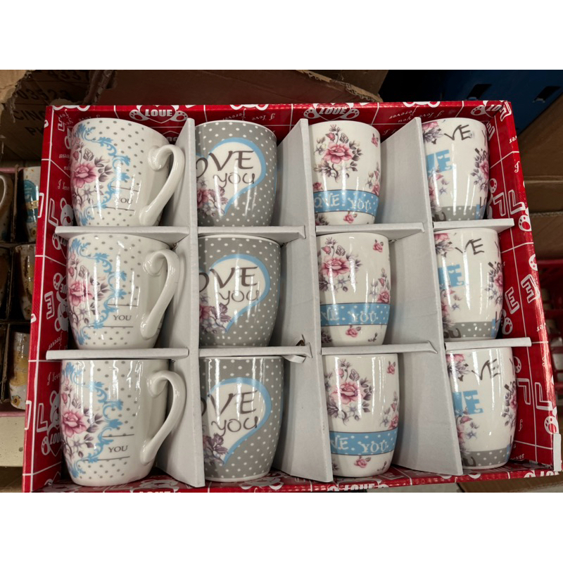 แก้วกาแฟ กล่อง12ใบ ลายสวย เซรามิก เกรด A เข้าเว็บได้