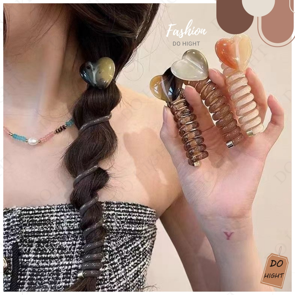 พร้อมส่ง⚡ มีเก็บเงินปลายทาง💸 ยางรัดผมแบบเกลียว สไตล์เกาหลีมี 4 สีให้เลือก  (ราคาต่อ 1 เส้น) : Do hight - รูปที่ 2