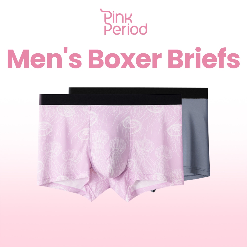 Pink Period ผู้ชายบ็อกเซอร์ ชุดชั้นในชายผ้าไหมน้ำแข็ง Men Boxer Ice Silk Men Underwear - 21M254