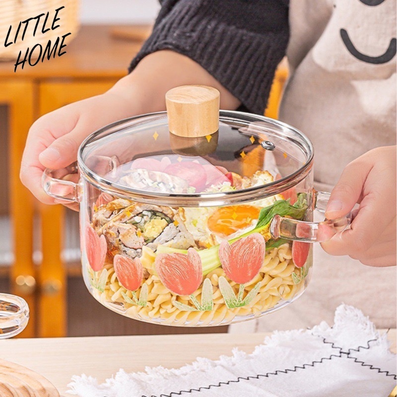 LITTLE HOME หม้อ หม้อต้ม หม้อสองหู หม้อแก้วพร้อมหูจับ ขนาด16cm ตั้งบนเตาแก๊สได้ (A0) ราคา ถูกที่สุด ดีลบีเคเค แกลเลอรีภาพที่ 2