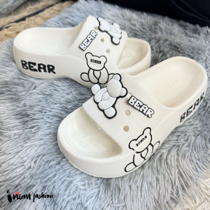 NFshoes รองเท้าแตะแบบสวม รองเท้าแตะแฟชั่น รองเท้าหมีส้นตึก พื้นหนา หมี BEAR BEAR ยางEVA ยืดหยุ่น น้ำหนักเบา ใส่สบาย