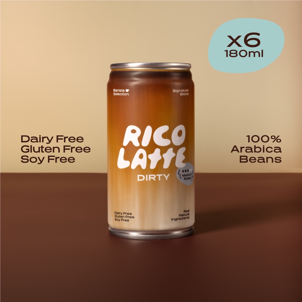 [6 x 180ml] Rico Latte Dirty / Dairy Free  ริโค่ ลาเต้ สูตรเดอร์ตี้ / ไม่มีนมวัว