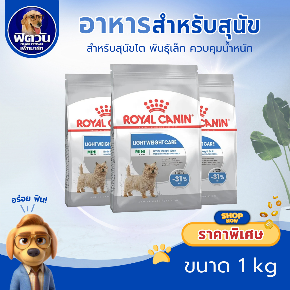 Royal Canin Mini Light Weight Care 1kg อาหารเม็ดสุนัขโต พันธุ์เล็ก สูตรควบคุมน้ำหนัก อายุ 10 เดือนขึ้นไป