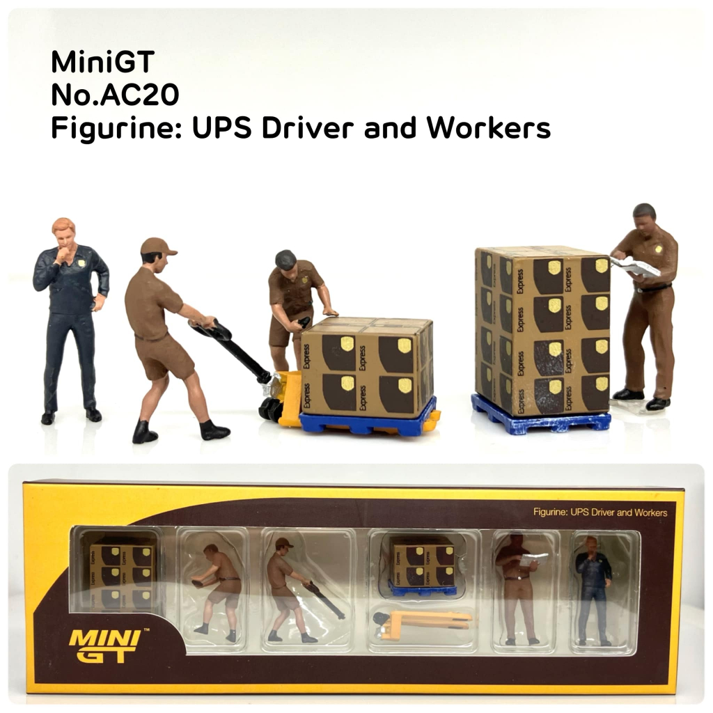 Mini GT  No.AC30   Figurine: UPS Driver and workers