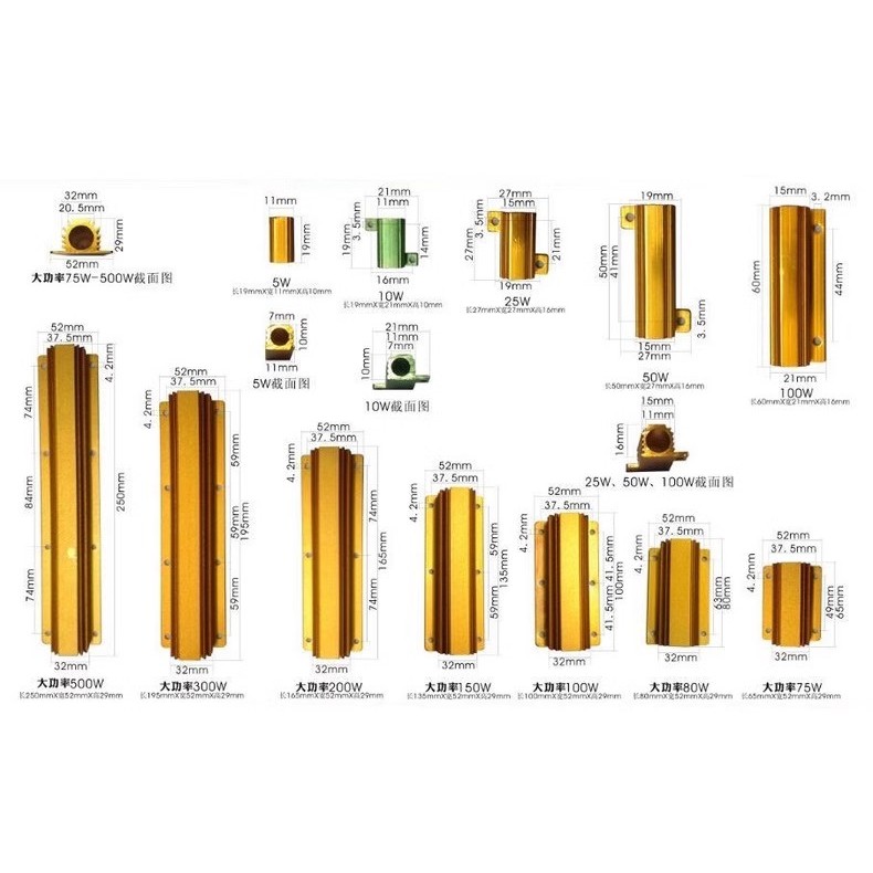 Rx24 25W ตัวต้านทานอลูมิเนียม กำลังสูง Rซิ้ง 2R 10R 3R 4R 47K 47R 25K 2K 5R 10R