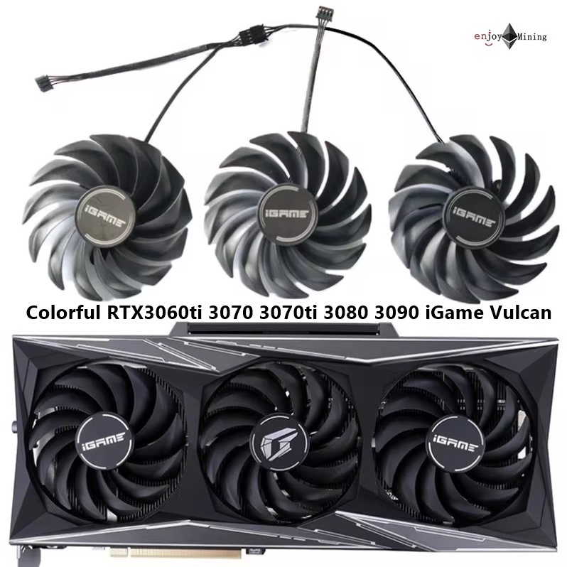พัดลมการ์ดจอ Colorful RTX 3060ti 3070 3070ti 3080 3090 iGame Vulcan graphics card cooling fan