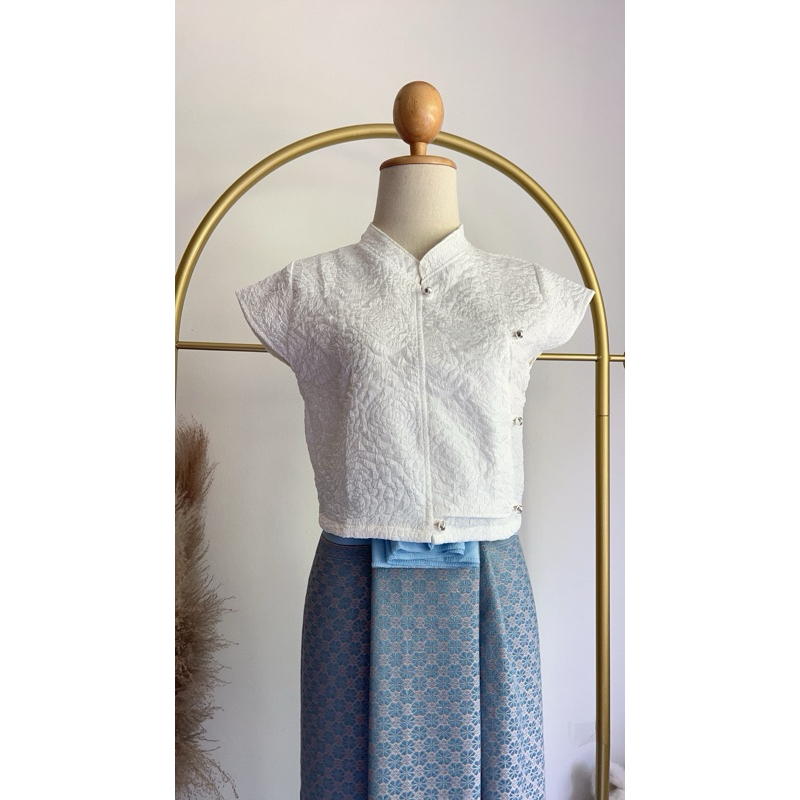 เสื้อไตแขนเลยผ้าแจ็คการ์ดลายกุหลาบ - รูปที่ 5