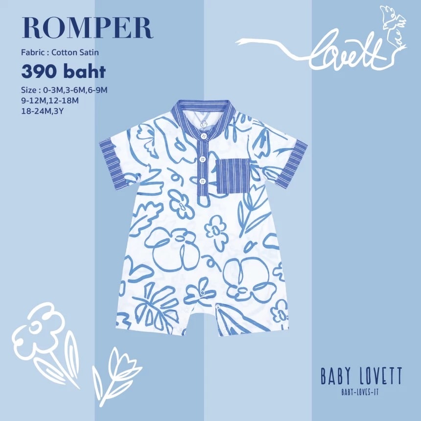 NEW!! Baby Lovett MOM💙 🤍- ROMPER