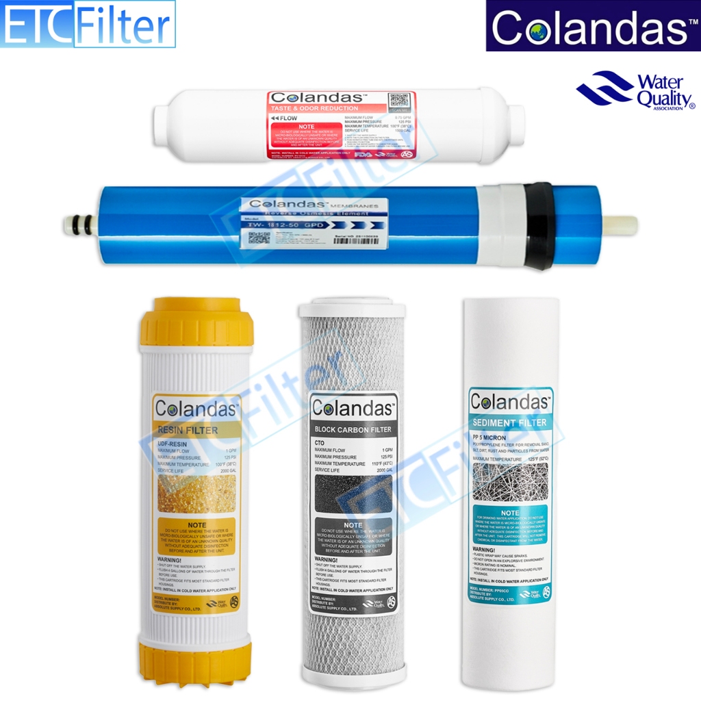 ไส้กรอง Colandas  RO 50 150 500 GPD 5 ขั้นตอน ของแท้ 100%