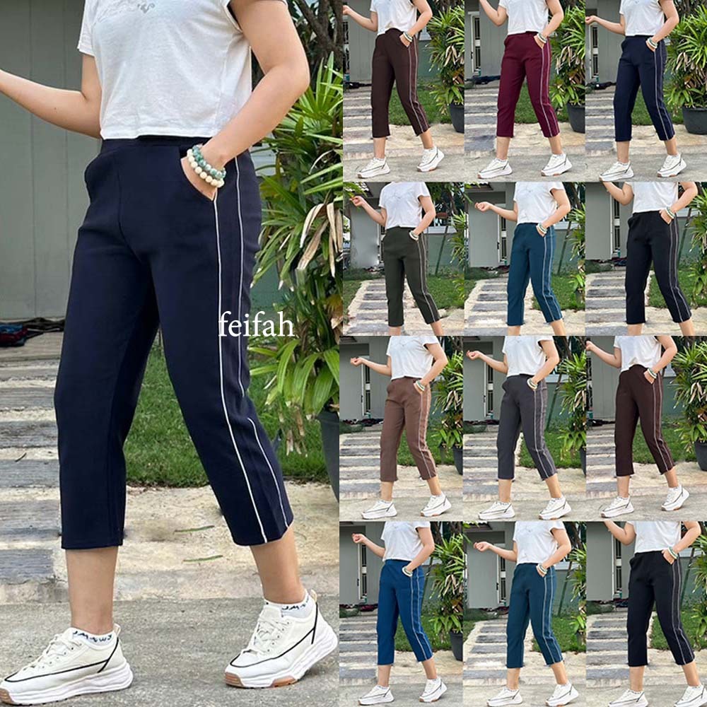 พร้อมส่ง กางเกงผ้าเทพขาสั้น กุ้นเเถบสองเส้น มีกระเป๋าสองข้างใส่สวยมากนะ