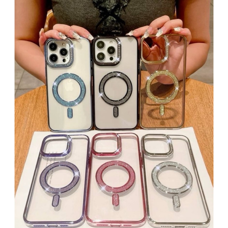 เคสMagSafeกลิตเตอร์ติดเพชรมีรุ่นlp11,11promax,12/12pro,12promax,13,13pro,13promax,14,14pro,14promax,15,15pro,15promax