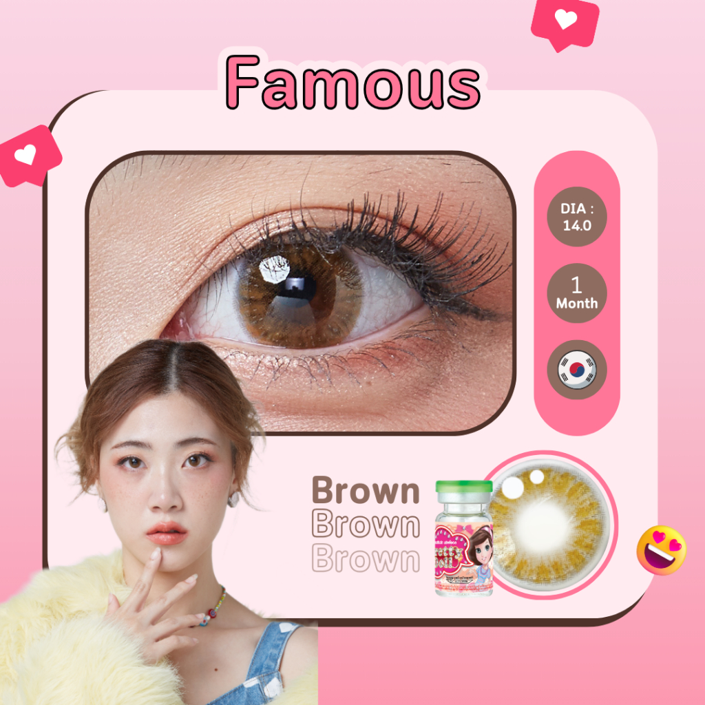 (COD)คอนแทคเลนส์ Contactlens สาย ฝ. รุ่น Famous สายตา+ปกติ Prettydoll 0.00 ถึง - 6.00 เลนส์นิ่มใส่สบายตา แถมตลับ