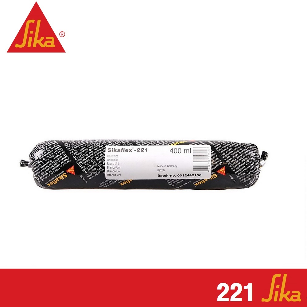 SIKA Sikaflex 221 หลอดนิ่ม สีขาว กาวโพลียูรีเทนคุณภาพสูง สำหรับซีลตะเข็บรอยต่อรอยเชื่อมผนึก, 400 ml