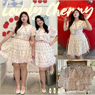 /LD/ ชุดเซ็ตผ้าลายเชอรี่แต่งขอบลูกไม้ น่ารักที่สุด เสื้อผ้าไ…