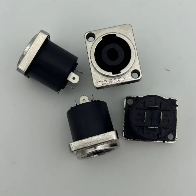 แจ็ค SPEAKON สี่เหลี่ยมหน้าเหล็ก 4 ขั้ว เส้นผ่านศูนย์กลางขอบนอก 2X3 cm สเปคคอนสี่เหลี่ยม สเปคคอนตัวเมีย แพ็ค 1-4อัน