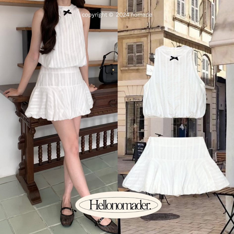 NOMADE.& พร้อมส่ง Bonjour Set {เซ็ทเสื้อแขนกุดกระโปรงบอลลูน}