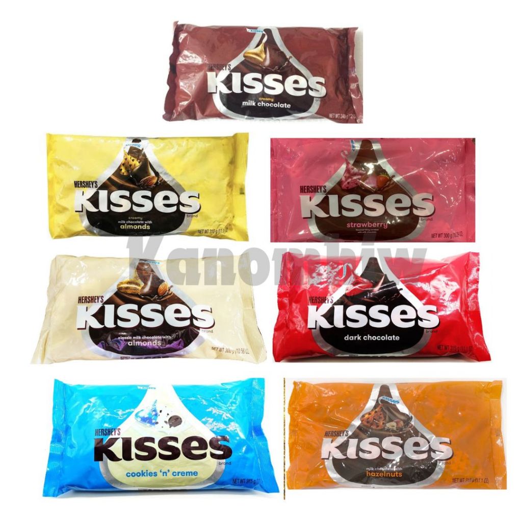 Hershey’s kisses Chocolate ช๊อคโกแลตห่อหุ้มด้วยกระดาษฟลอยล์สีสวยๆ พร้อมรสชาติที่อร่อย มี 9 รสชาติ สิ