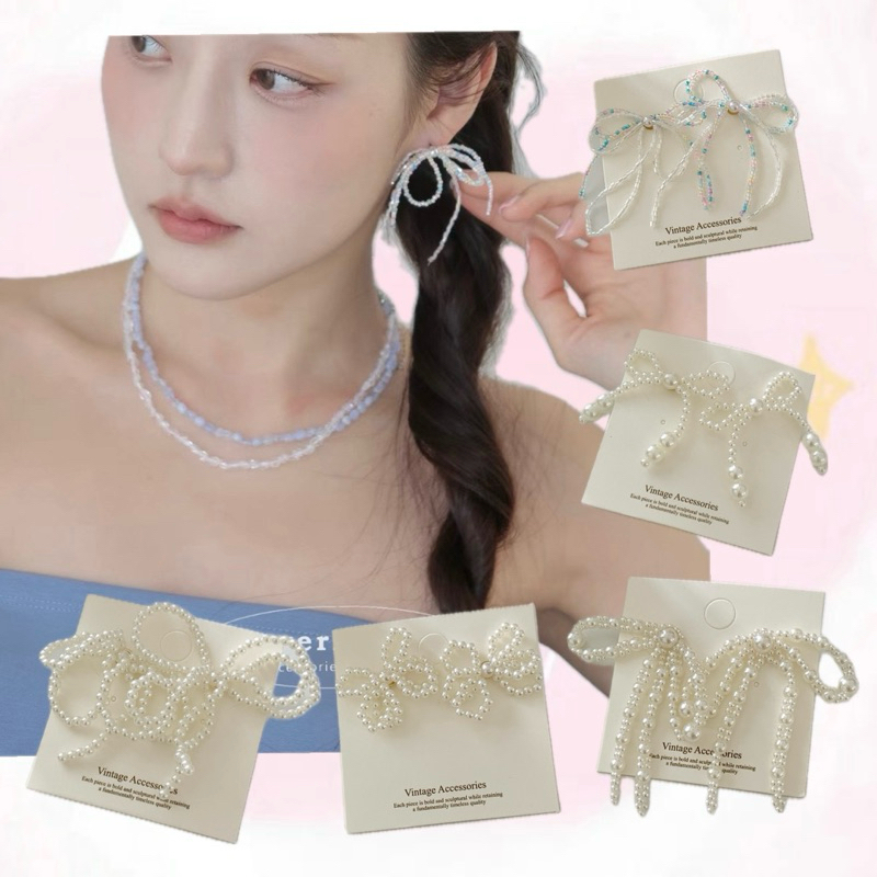 blinkgirl พร้อมส่ง ต่างหู ร้อยด้วยมุกน่ารักๆ มีหลายแบบ ตุ้มหู เป็นงาน handmade อย่างดีเลยค่า